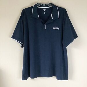 SEATTLE SEAHAWKS Men NFL Football Polo Shirt Blue Casual Short Sleeve Navy 3XL